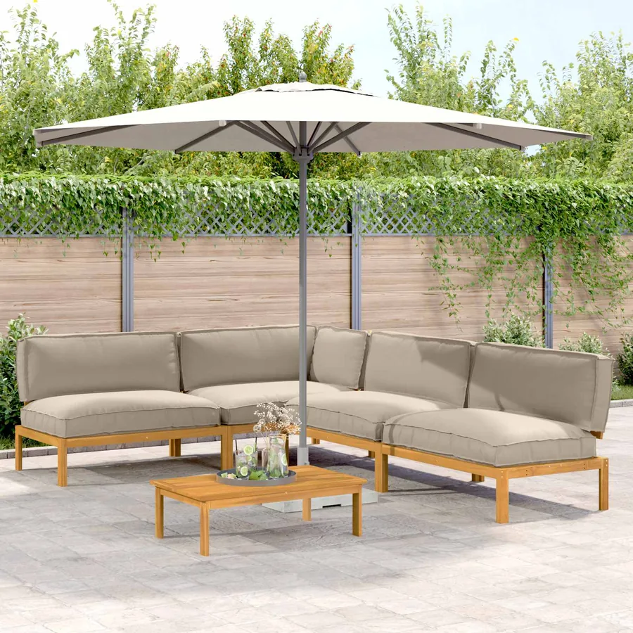 Ensemble de Canapés Uni 5 pcs Taupe Bois d'Acacia Massif