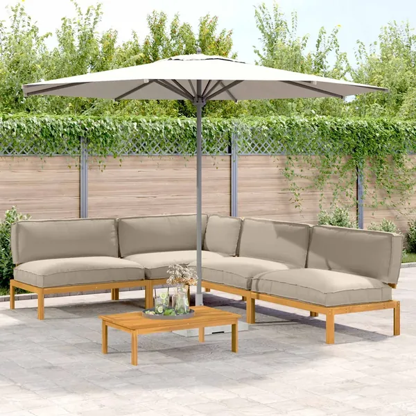 Ensemble de Canapés Uni 5 pcs Taupe Bois d'Acacia Massif