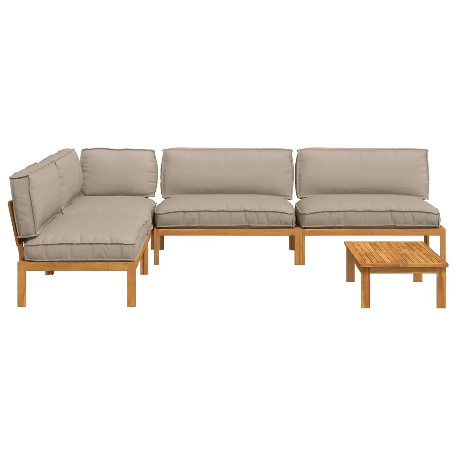 Ensemble de Canapés Uni 5 pcs Taupe Bois d'Acacia Massif - 11