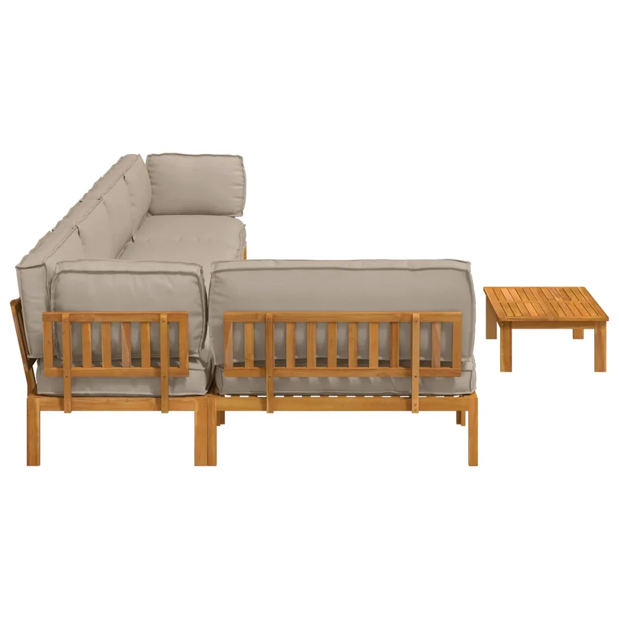 Ensemble de Canapés Uni 6 pcs Taupe Bois d'Acacia Massif - 11