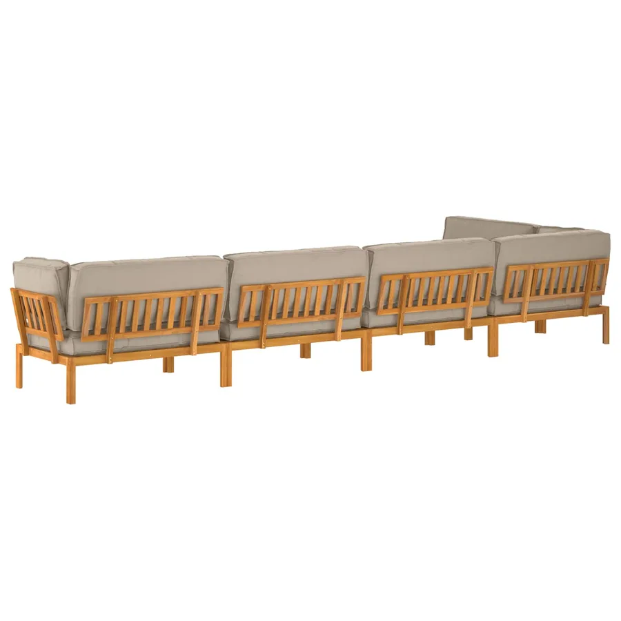 Ensemble de Canapés Uni 6 pcs Taupe Bois d'Acacia Massif - 12