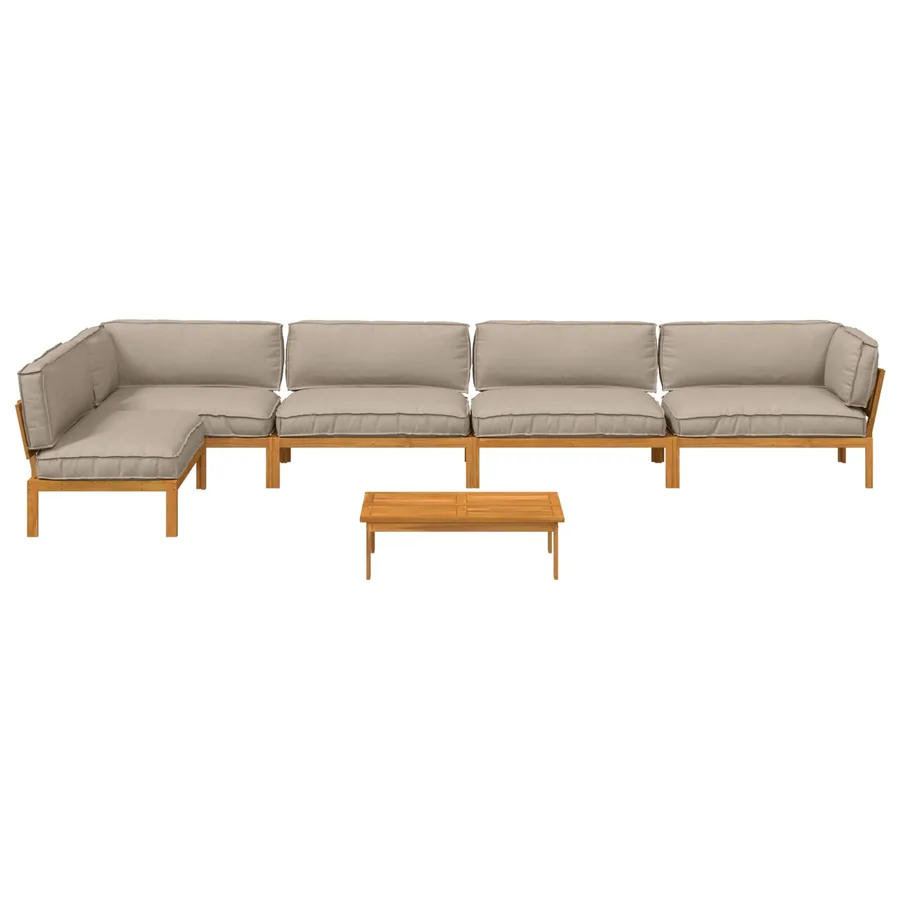 Ensemble de Canapés Uni 6 pcs Taupe Bois d'Acacia Massif - 8