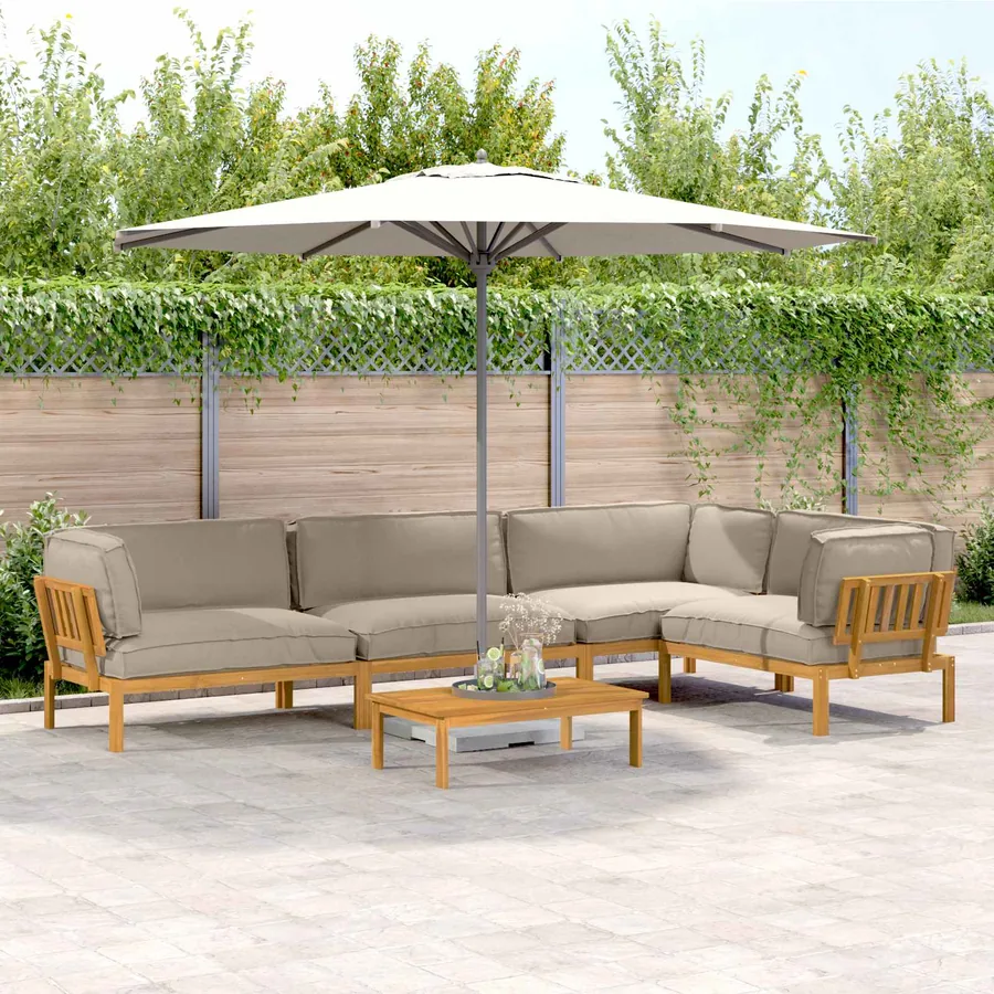 Ensemble de Canapés Uni 5 pcs Taupe Bois d'Acacia Massif