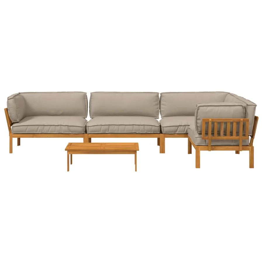 Ensemble de Canapés Uni 5 pcs Taupe Bois d'Acacia Massif - 10