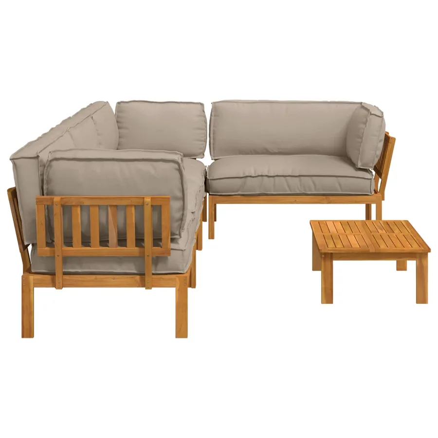 Ensemble de Canapés Uni 5 pcs Taupe Bois d'Acacia Massif - 11