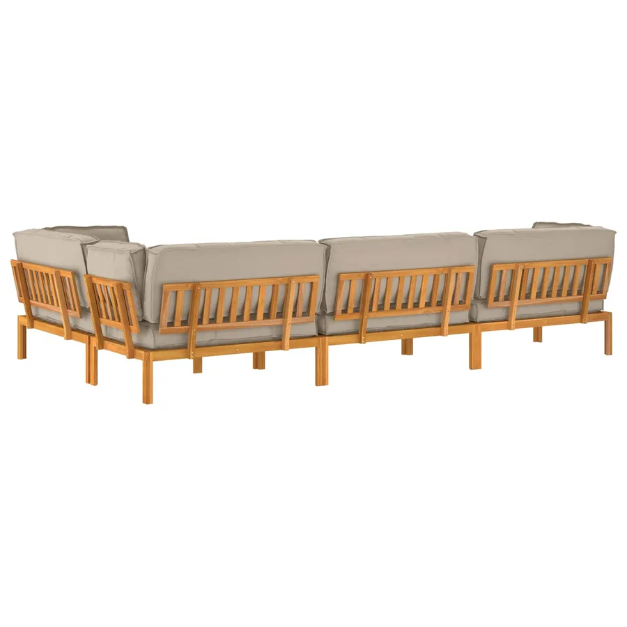 Ensemble de Canapés Uni 5 pcs Taupe Bois d'Acacia Massif - 12