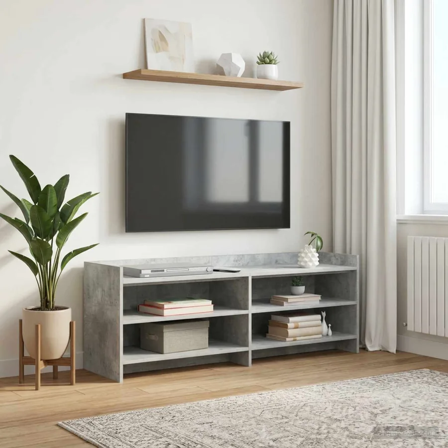Meuble TV 135 x 33 x 47 cm Gris béton Bois d'ingénierie