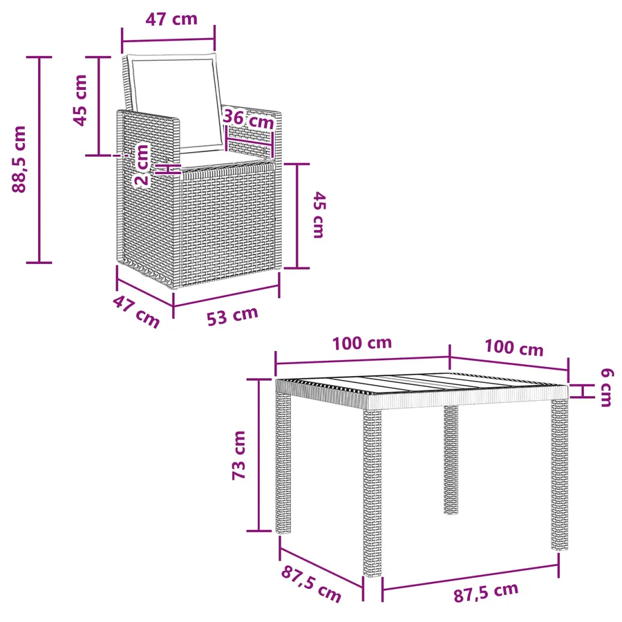 Ensemble de salle à manger pour jardin 3 pcs Anthracite PP - 13