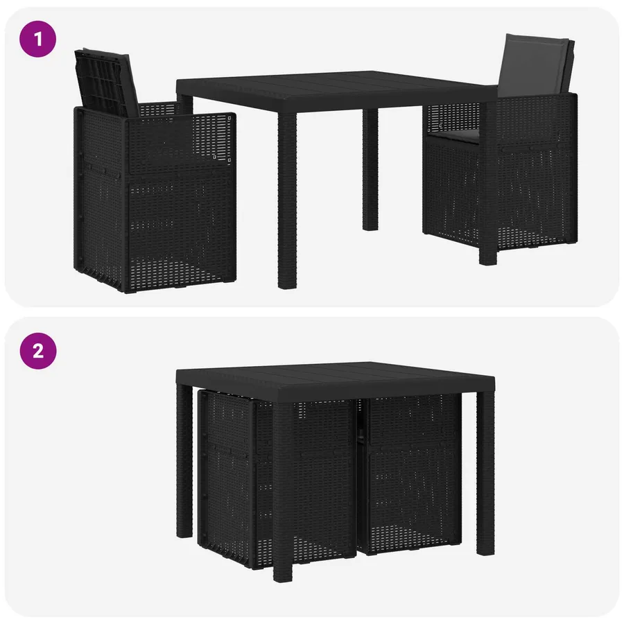 Ensemble de salle à manger pour jardin 3 pcs Anthracite PP - 8