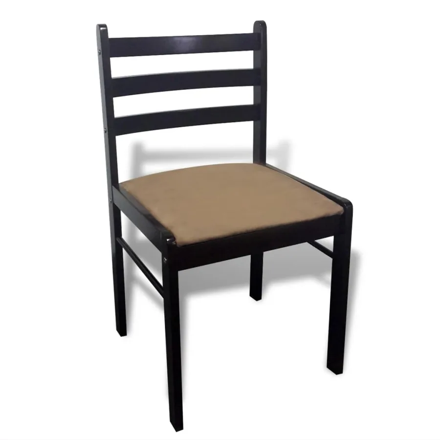 Chaises à manger lot de 6 marron bois solide et velours - 4
