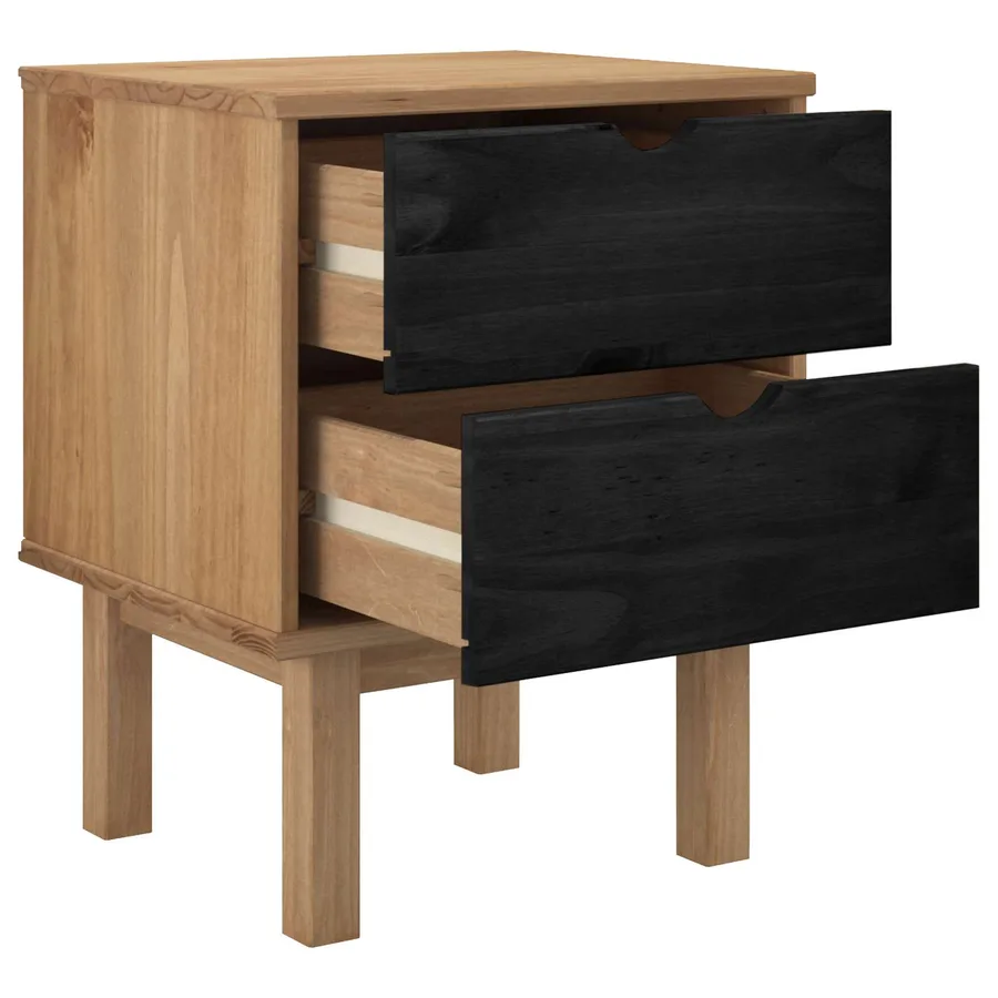 Table de chevet OTTA Noir 45 x 39 x 57 cm Bois de pin massif - 3