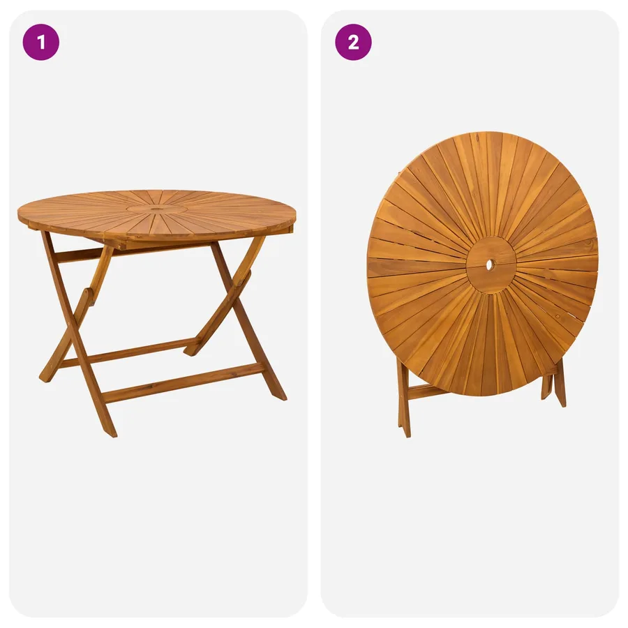 Table de jardin pliante Naturel Ø110 x 75 cm - 8