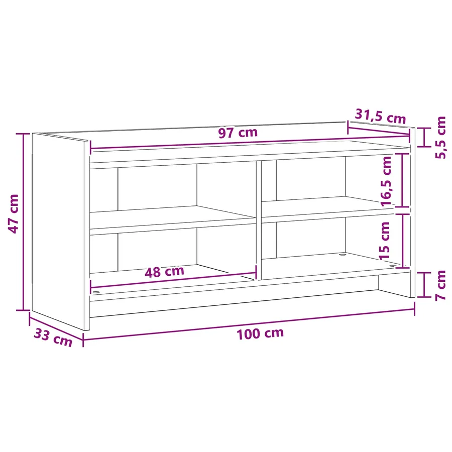 Meuble TV 100 x 33 x 47 cm Sonoma gris Bois d'ingénierie - 7