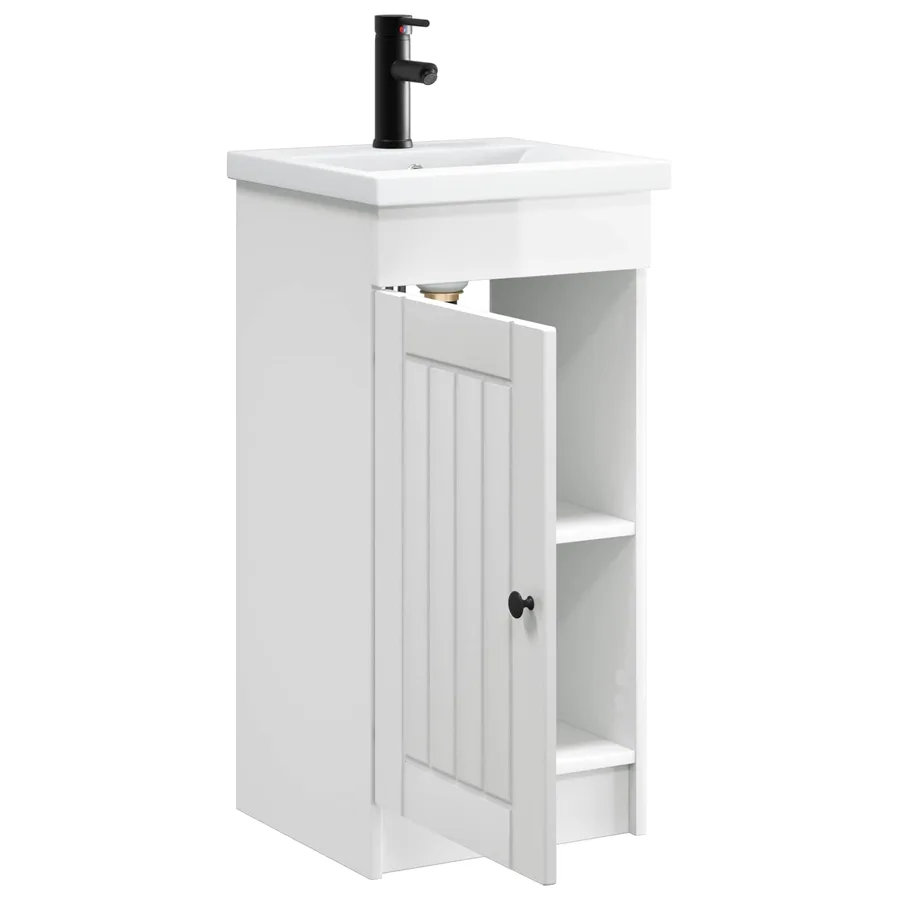 Meuble de salle de bain avec évier Blanc brillant - 4