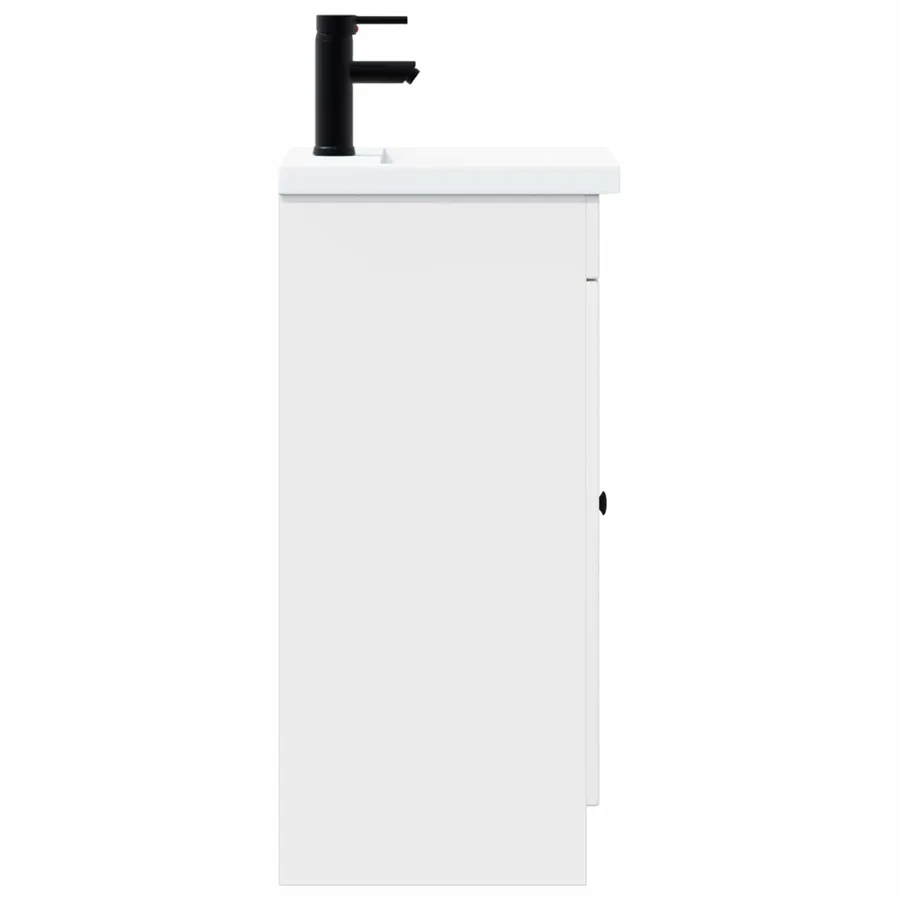 Meuble de salle de bain avec évier Blanc brillant - 5