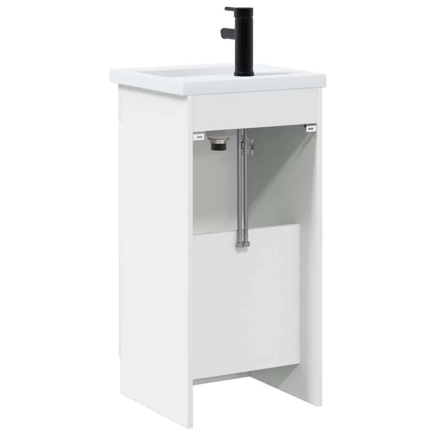 Meuble de salle de bain avec évier Blanc brillant - 6