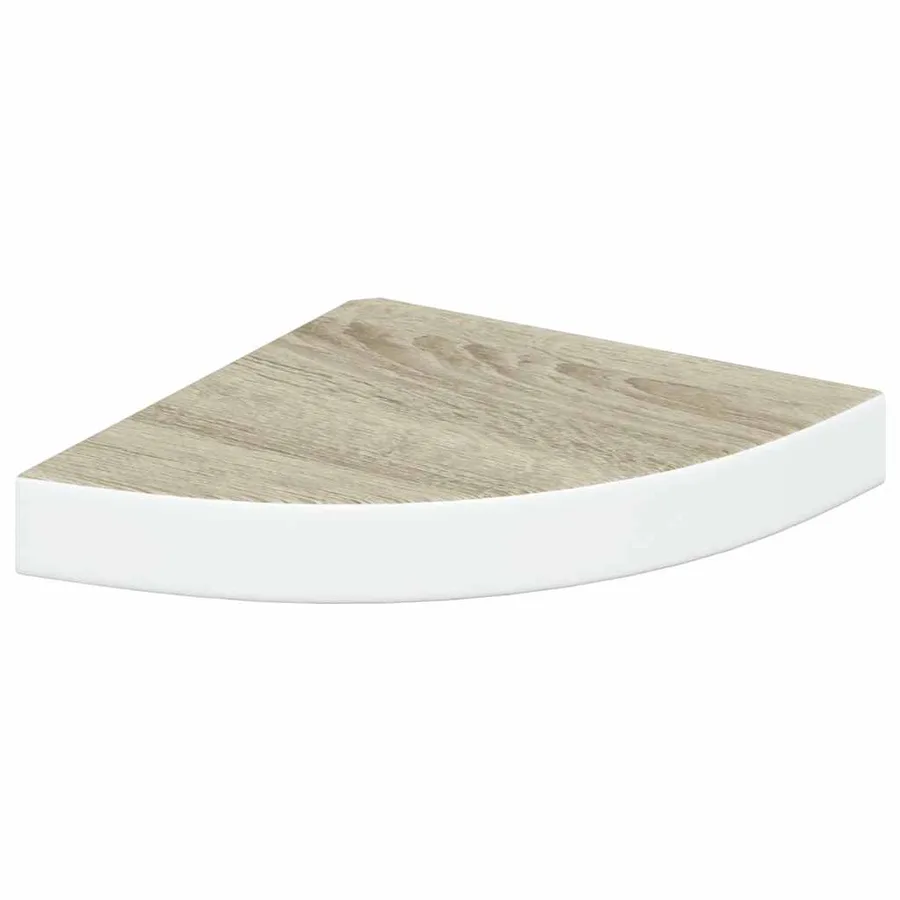 Étagères d'angle murales 4 pcs Chêne et blanc 25x25x3,8 cm MDF - 5
