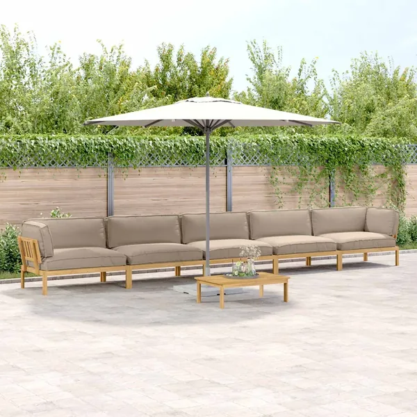 Ensemble de Canapés Uni 6 pcs Taupe Bois d'Acacia Massif
