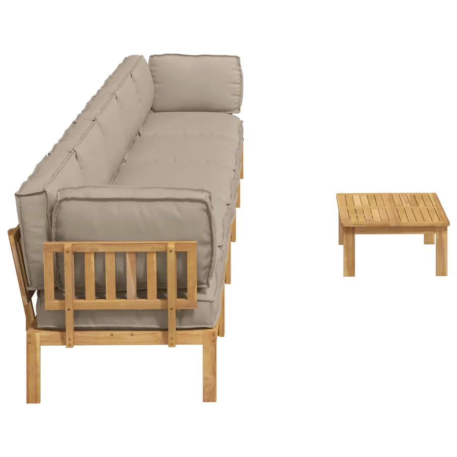 Ensemble de Canapés Uni 6 pcs Taupe Bois d'Acacia Massif - 11