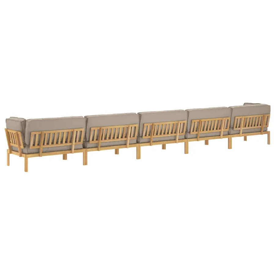 Ensemble de Canapés Uni 6 pcs Taupe Bois d'Acacia Massif - 12