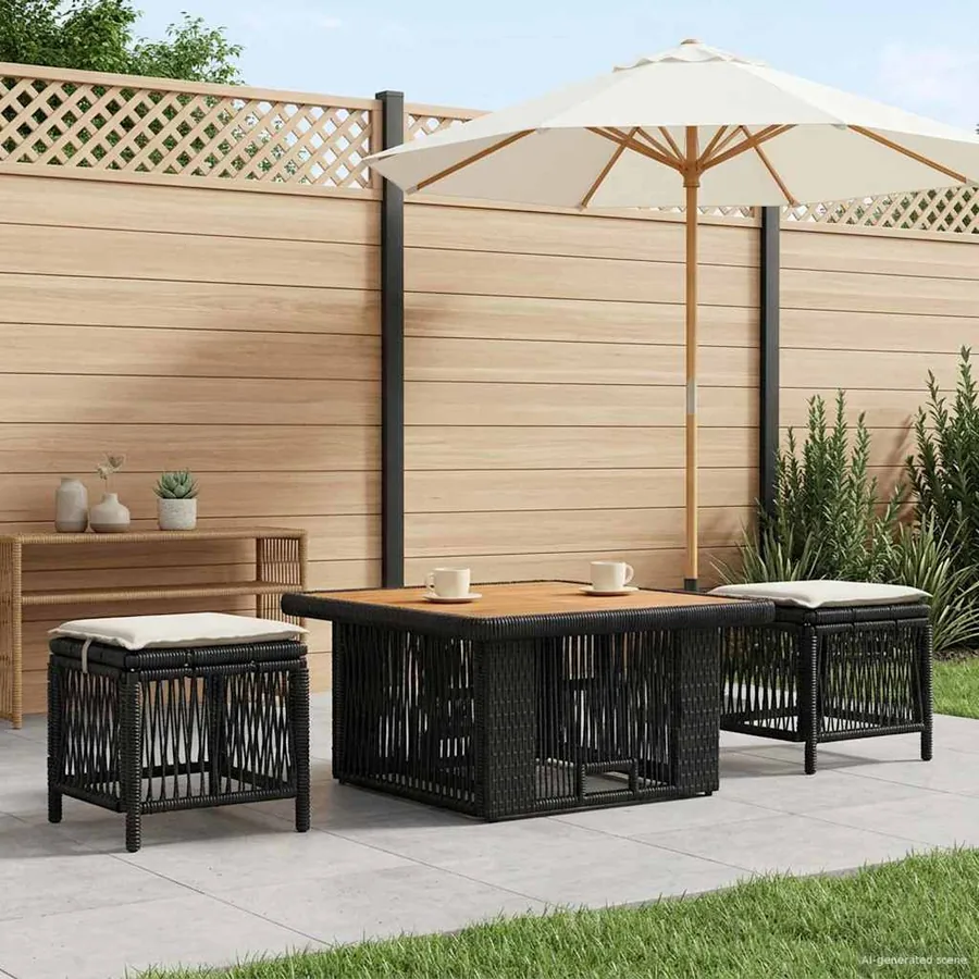 Ensemble de salle à manger pour jardin 3 pcs Beige et crème