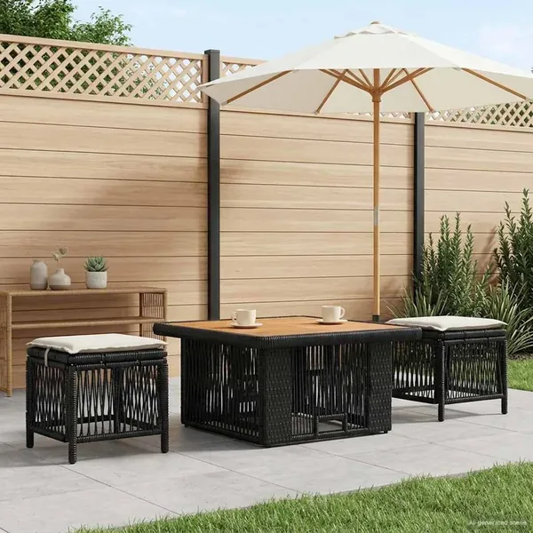Ensemble de salle à manger pour jardin 3 pcs Beige et crème
