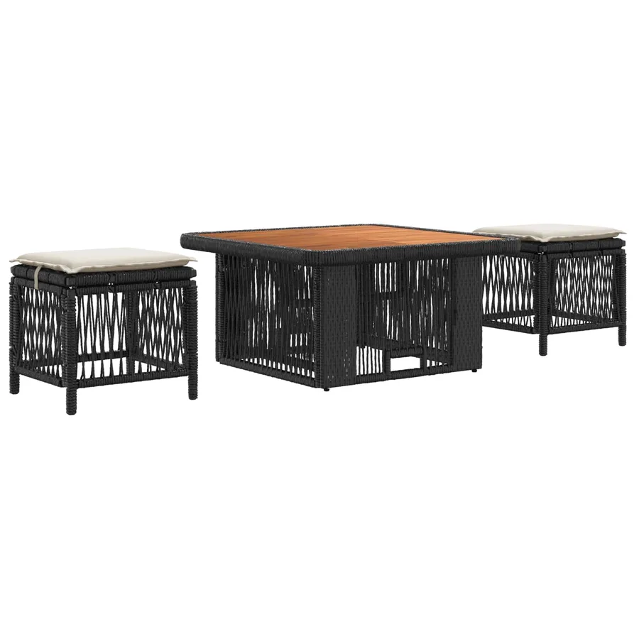 Ensemble de salle à manger pour jardin 3 pcs Beige et crème - 2
