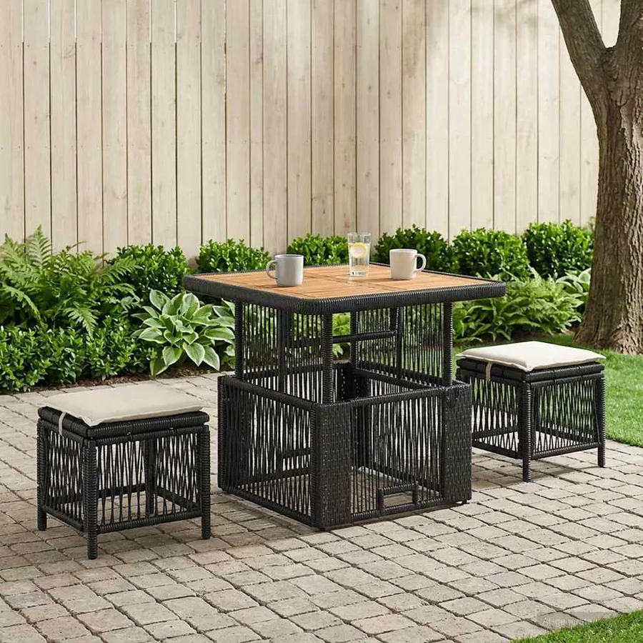 Ensemble de salle à manger pour jardin 3 pcs Beige et crème - 3