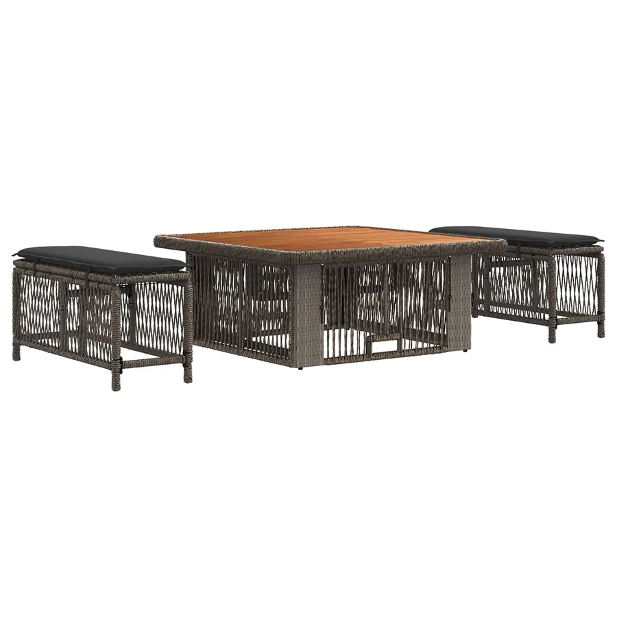 Ensemble de salle à manger pour jardin 3 pcs Gris et Gris foncé