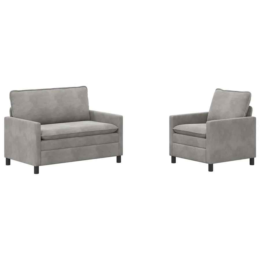 Ensemble de Canapés 2 pcs Gris clair Velours - 2