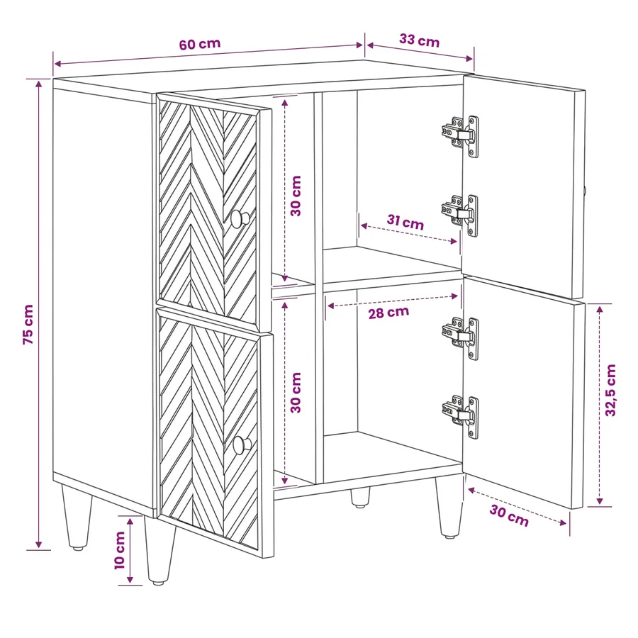 Armoires de rangement avec stockage Marron 60 x 33,5 x 75 cm - 11