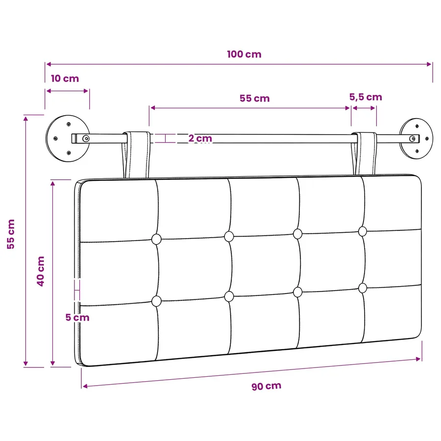 Tête de lit suspendue tissu - 11
