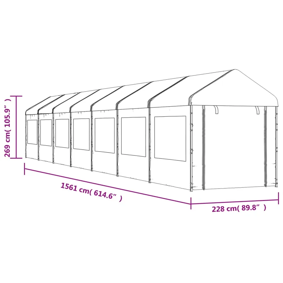 Belvédère avec toit blanc 15,61x2,28x2,69 m polyéthylène - 7