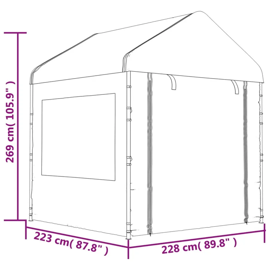 Belvédère avec toit blanc 15,61x2,28x2,69 m polyéthylène - 8