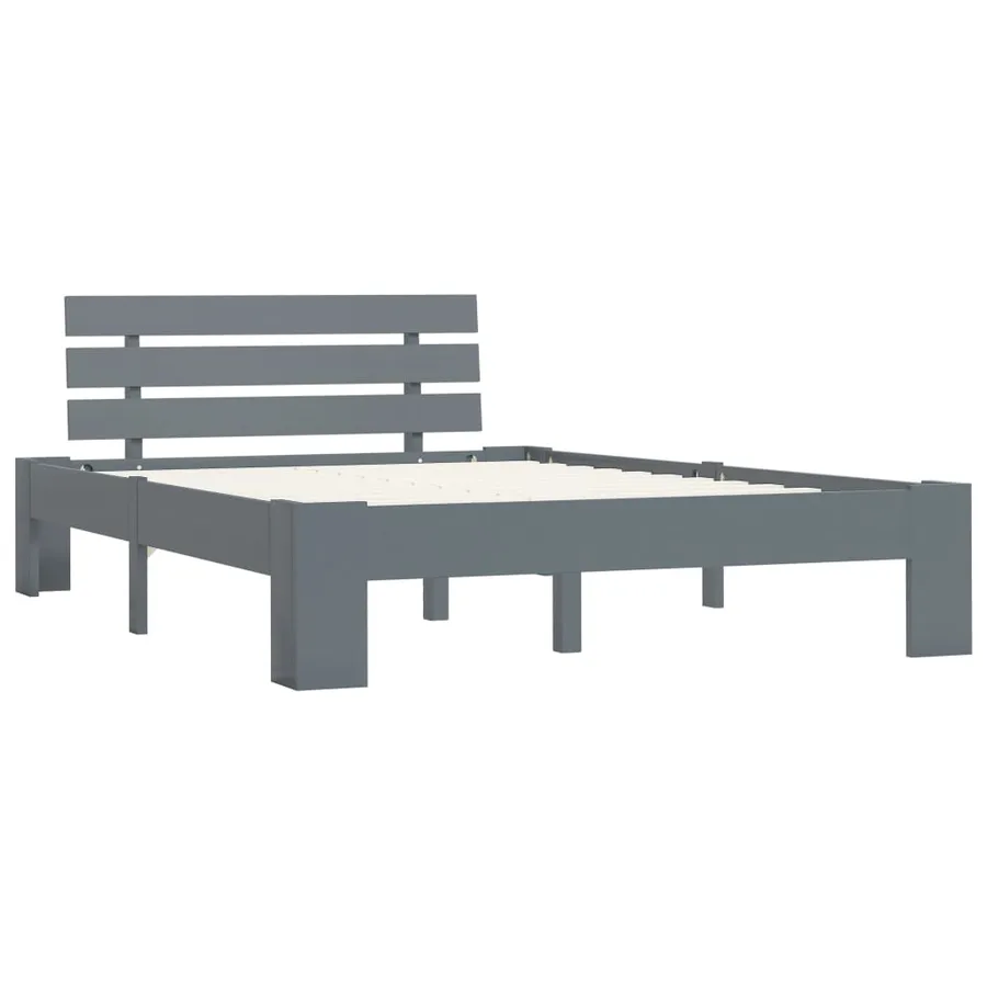 Cadre de lit sans matelas gris bois de pin massif 120x200 cm - 2
