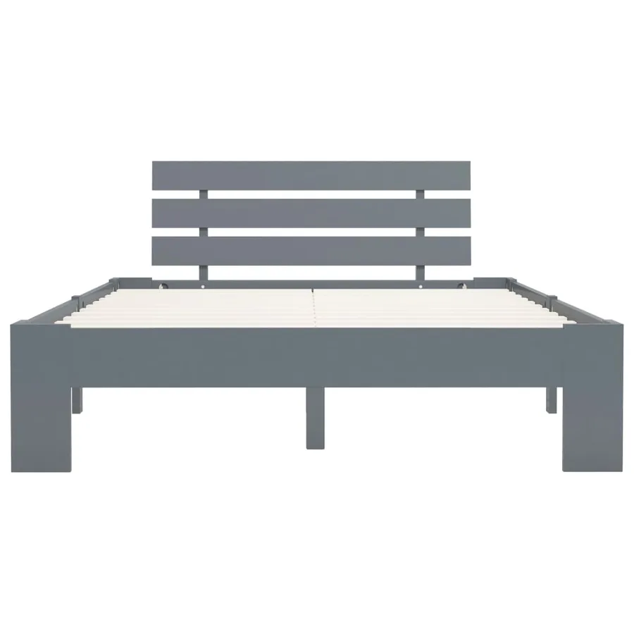 Cadre de lit sans matelas gris bois de pin massif 120x200 cm - 3