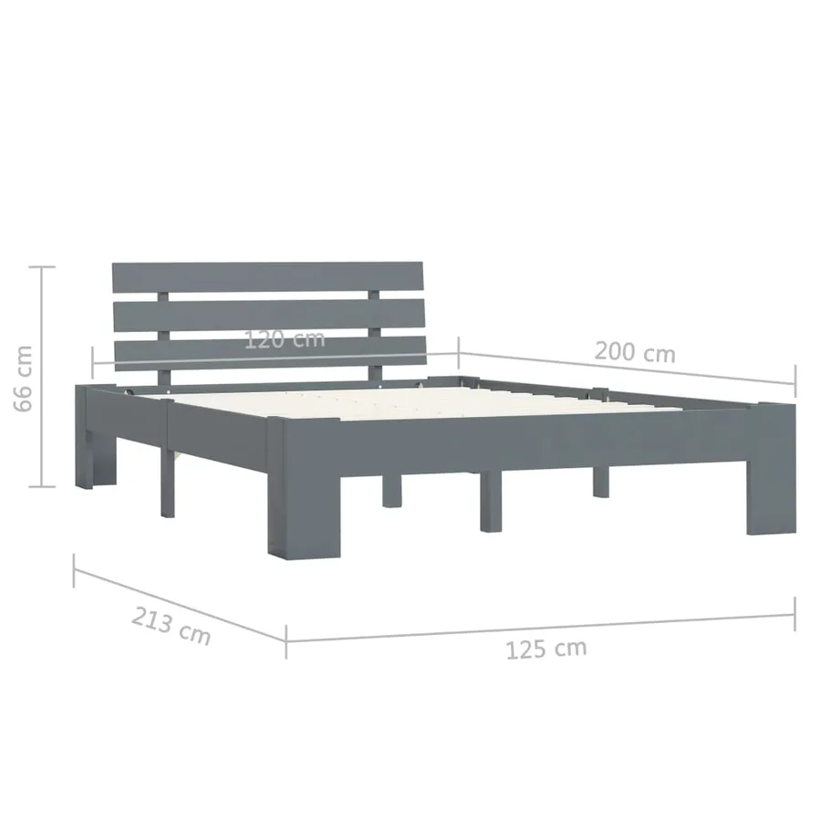Cadre de lit sans matelas gris bois de pin massif 120x200 cm - 7