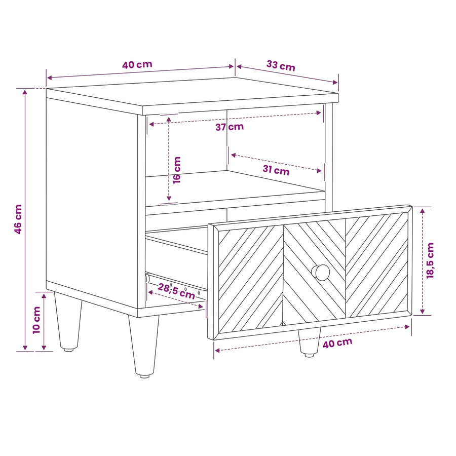 Table de chevet 2 pcs Marron 50 x 33 x 60 cm - 11