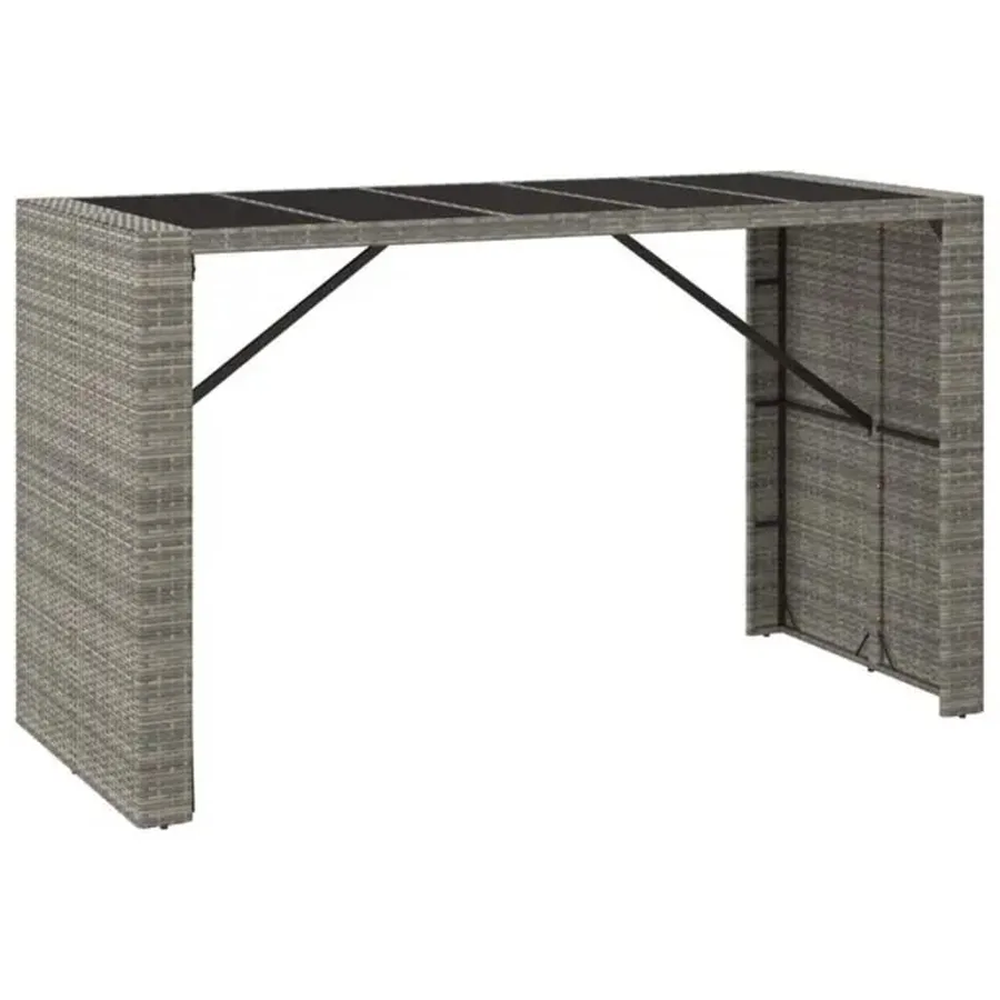 Ensemble de bar de jardin 9 pcs gris résine tressée - 6