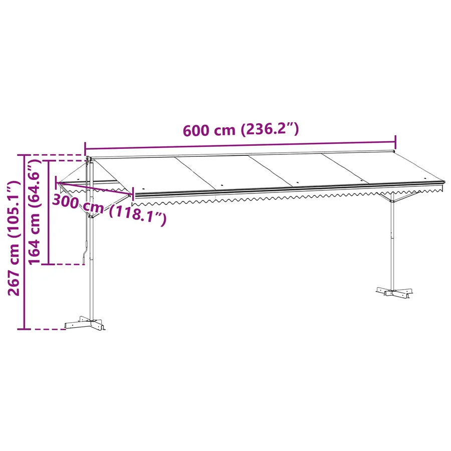 Auvent autoportant Anthracite 6 x 3 m Polyester - 11