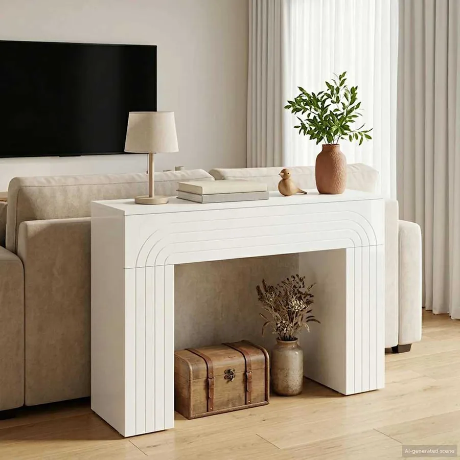 Table basse Blanc brillant 102 x 35 x 75 cm Bois d'ingénierie