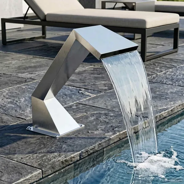 Cascade de piscine avec LED RGB Acier inoxydable Argenté