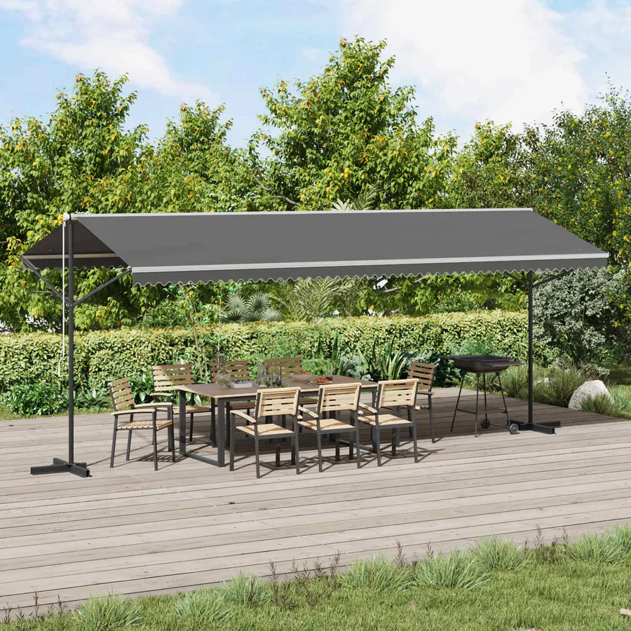 Auvent autoportant Gris 6 x 3 m Polyester