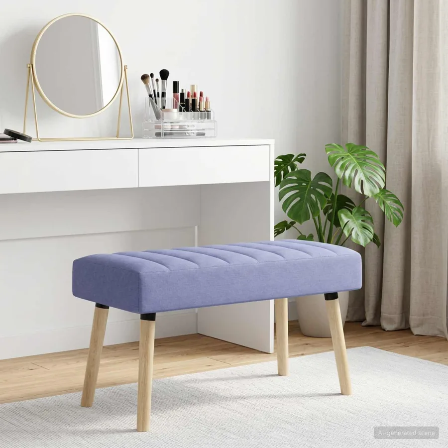 Banc capitonné canal Bleu denim 80 x 40 x 46 cm Tissu
