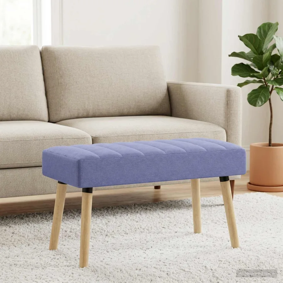 Banc capitonné canal Bleu denim 80 x 40 x 46 cm Tissu - 3