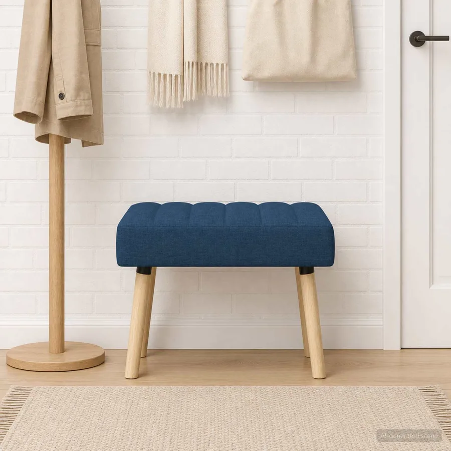 Banc capitonné canal Bleu 60 x 40 x 45 cm Tissu - 5