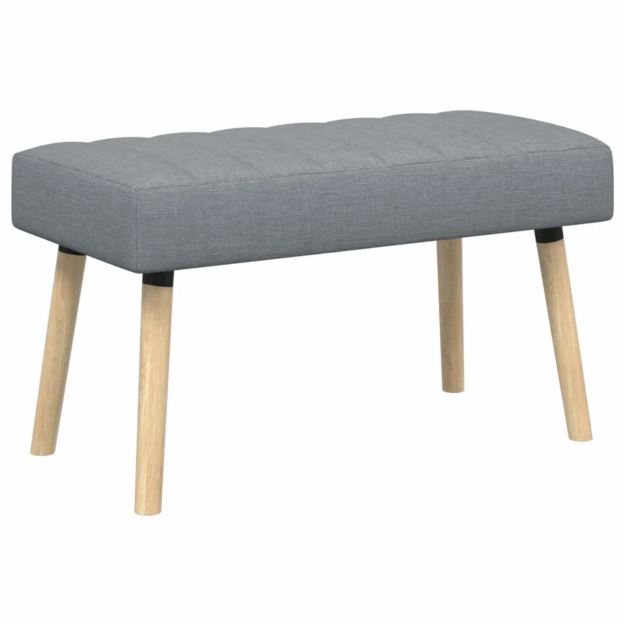 Banc capitonné canal Gris clair 80 x 40 x 46 cm Tissu - 2