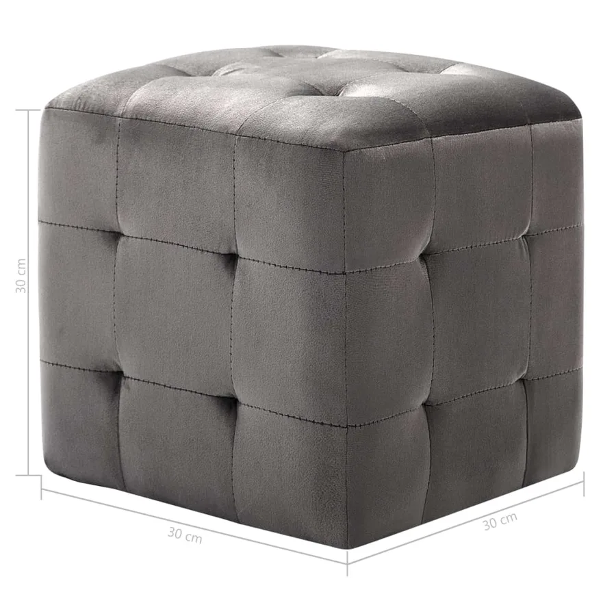 2 pcs Tables de chevet Gris 30x30x30 cm Tissu velours - 6