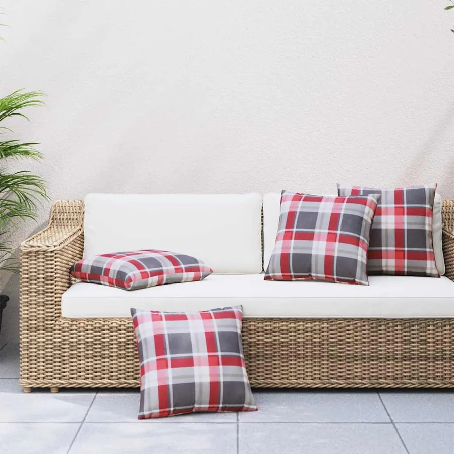 Coussins de canapé 4 pcs motif à carreaux rouges 60 x 60 cm en tissu