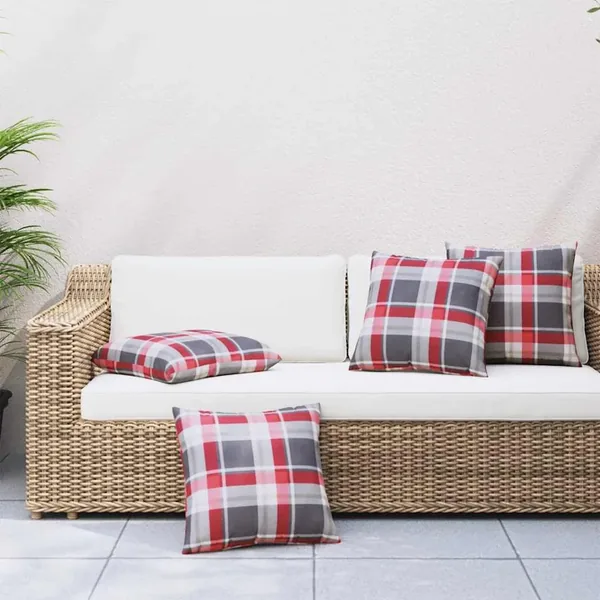 Coussins de canapé 4 pcs motif à carreaux rouges 60 x 60 cm en tissu